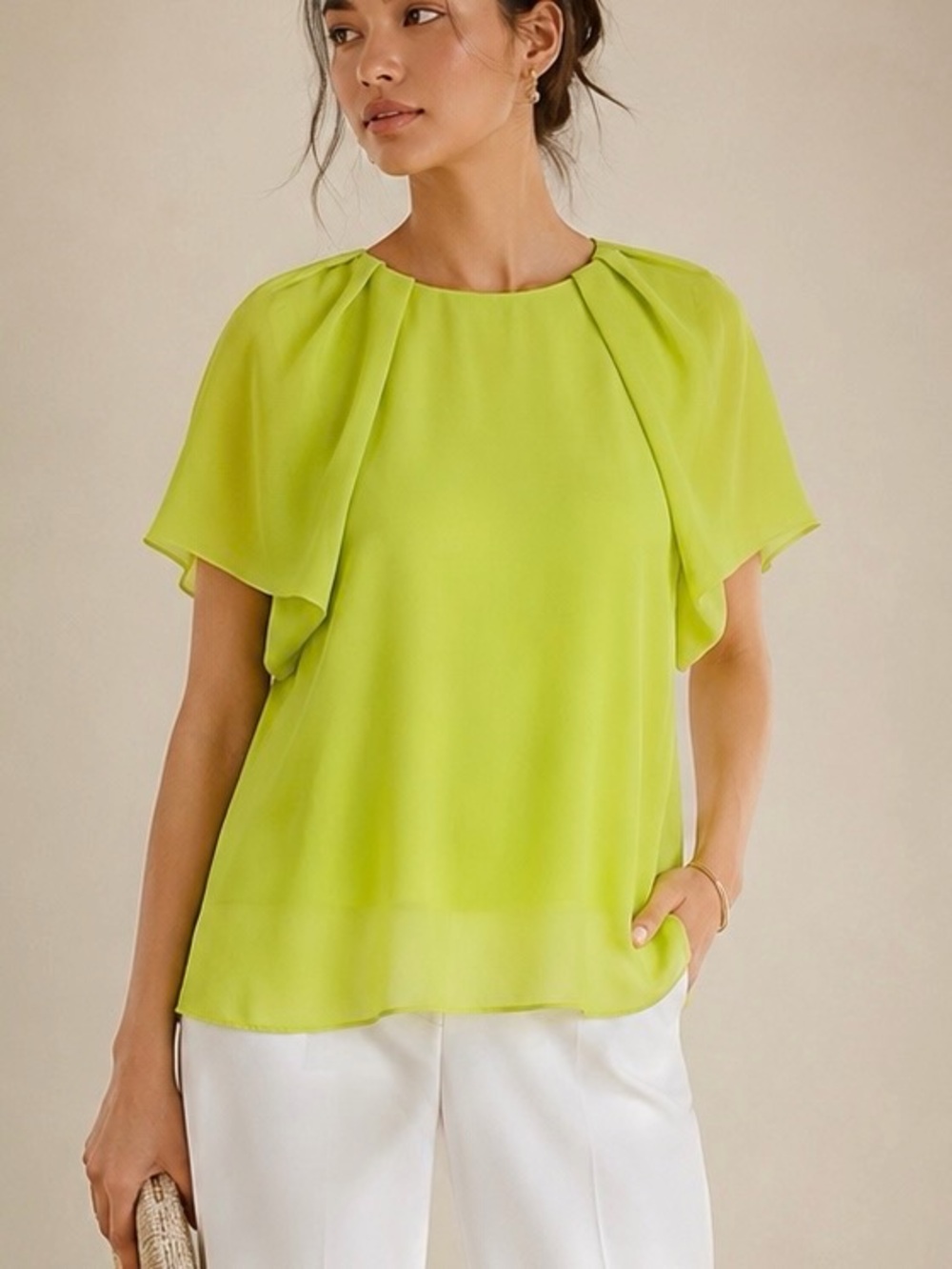 NWT Kobi Halperin ‘Alice’ Blouse in “Iced Lemon” Neon Size XS